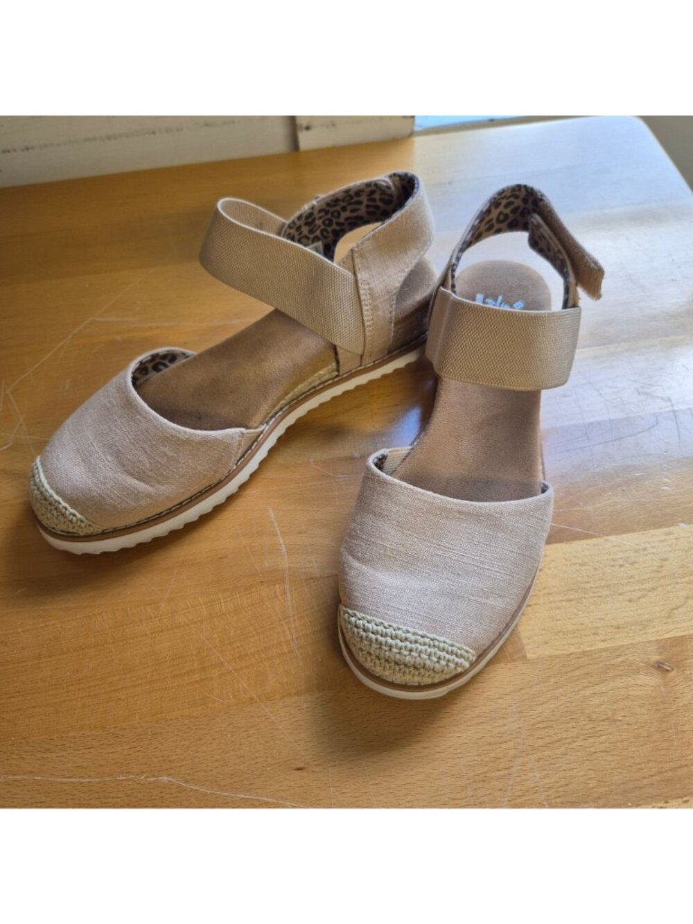 BOBS By Skechers Womens Beige Open-Toe Sandals With Memory Foam 6.5 - Picture 8 of 8